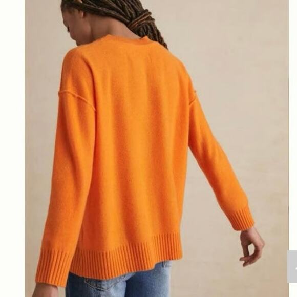 Anthropologie Pilcro Angie Seamed Cashmere Relaxed Sweater Orange Size Medium - Picture 3 of 9